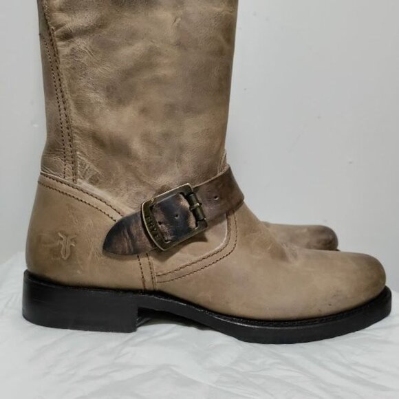 Frye Veronica Slouch Distressed Biker Rocker Prairie Boot Brown Womens Size 6.5 - Picture 6 of 14